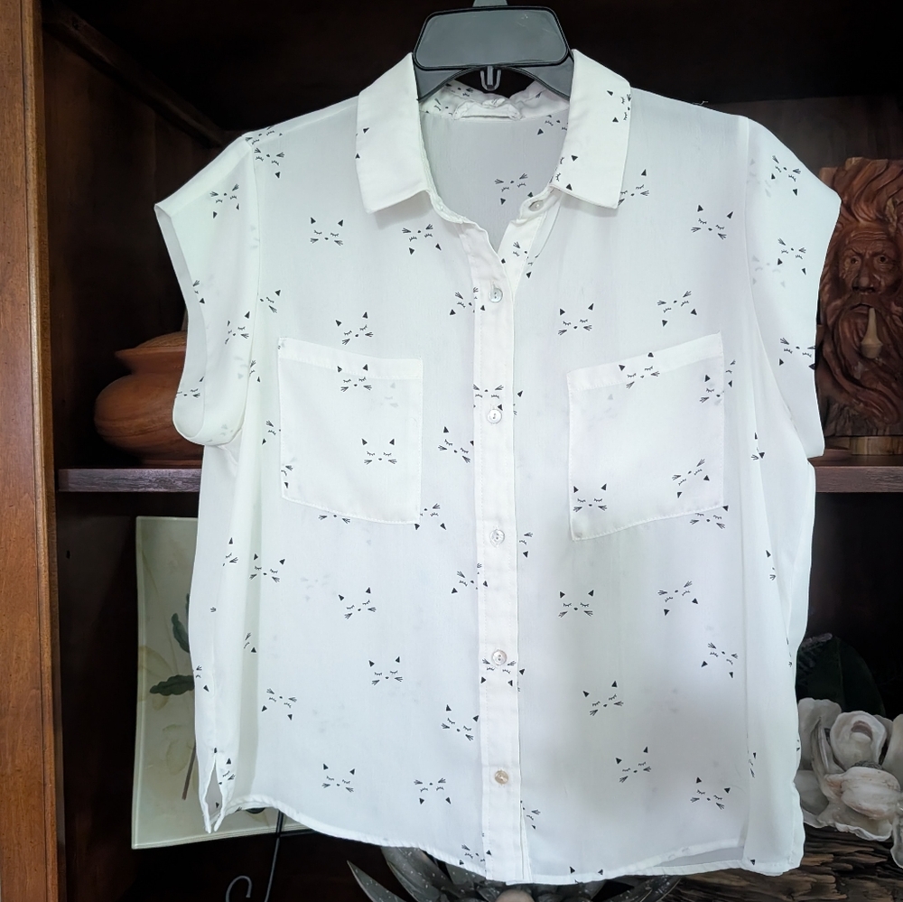 Sweet Rain White Casual Button Down Shirt